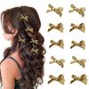 10 pcs Bow Hair Clips Mini Bow Hair Claw Clips for Women Party Weddings Daily Use Hair Accessories (Gold) view 1
