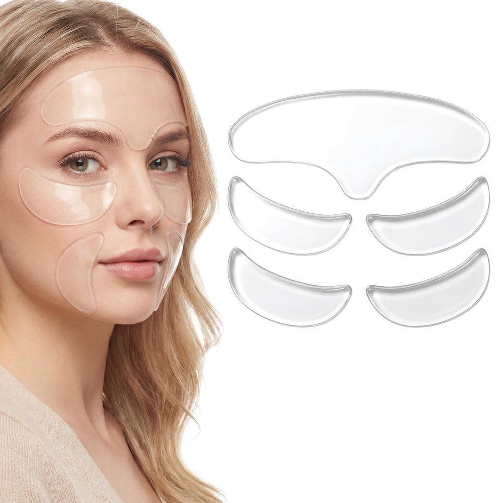 5 Pcs Anti-wrinkle Patches Facial Wrinkle Patches Reusable Silicone Forehead Wrinkle Pads Wrinkles Silicone Patch Moisturizing Firming Fine Line Pads Overnight Wrinkles Moisturizing Pad for Women Men