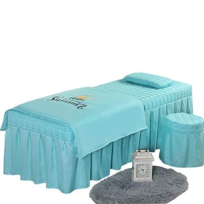 Gcljlmy 4pcs Beauty Salon Bedding Set Thick Bed Linens Sheets Bedspread Fumigation Massage Spa Pillowcase Duvet Cover Sets (Sky Blue,190x80cm)