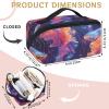 Adornori Nautical Sea Jellyfish Travel Makeup Bag Open Flat Cosmetic Bag Waterproof Portable Organizer with Compartments Divider Handle view 2