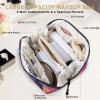 Adornori Nautical Sea Jellyfish Travel Makeup Bag Open Flat Cosmetic Bag Waterproof Portable Organizer with Compartments Divider Handle view 4