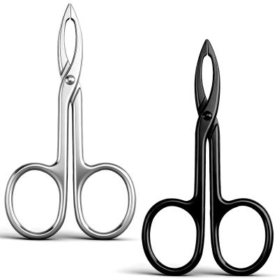 2pcs Scissor Handle Tweezers for Eyebrow Tweezers for Women Straight Tip Eye Brow for Facial Hair Removal, Silver and Black Metal Hair Remover Tool for Eyebrows Lace Wigs Care