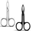 2pcs Scissor Handle Tweezers for Eyebrow Tweezers for Women Straight Tip Eye Brow for Facial Hair Removal, Silver and Black Metal Hair Remover Tool for Eyebrows Lace Wigs Care view 1