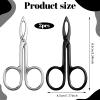 2pcs Scissor Handle Tweezers for Eyebrow Tweezers for Women Straight Tip Eye Brow for Facial Hair Removal, Silver and Black Metal Hair Remover Tool for Eyebrows Lace Wigs Care view 2