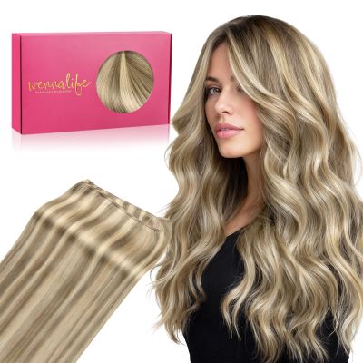 WENNALIFE Sew in Hair Extensions Real Human Hair, Thick & Invisible Weft