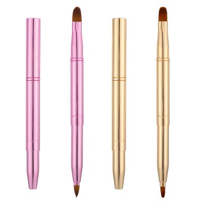2 Pcs Retractable Lip Brush, Double-Ended Lip Liner Brush Retractable Lipstick Brushes Applicator with Cap for Women Lipstick Lipgloss Eyeshadow Makeup Supplies