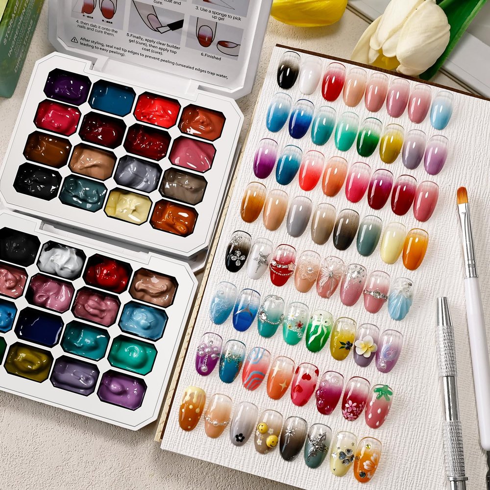 JODSONE Sponge Pat Patting Gel Set Ombre Gel Polish Pallete 32 Colors