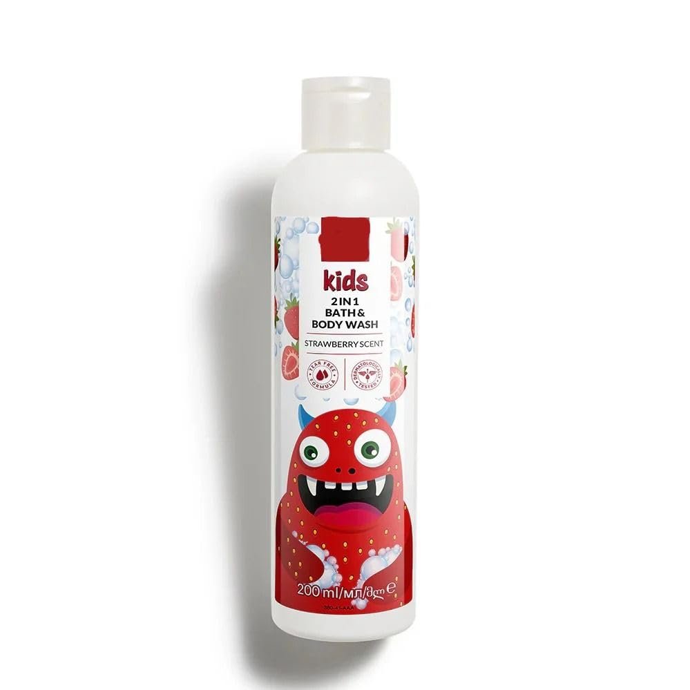 MT A-one Kids 2 in 1 Bath & Body Wash, Strawberry Scent, 200 ml