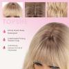 topshe Light Blonde Wavy Wig with Bangs, 18 Inch Synthetic Wigs for Women view 2
