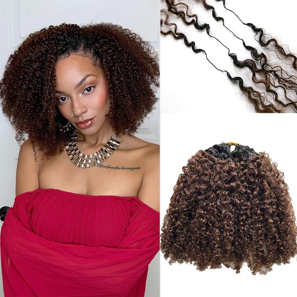 Ssawhair #T1B/4 Afro Kinky Curly Crochet Human Hair Extensions 16" 240g