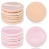 12 Pcs Round Setting Powder Round Cosmetic Sponges Cotton Cosmetic Face Makeup With Ribbon For Loose, Pressed Pink & Beige view 1