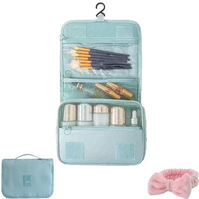 Hanging Toiletry Bag, Large Capacity Travel Organizer With Hook, Water-Resistant Makeup And Cosmetic Bag For Full-Size Toiletries, Portable Travel Accessories For Women And Men (Blue)