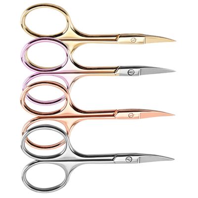 VALICLUD 4Pcs Stainless Steel Colorful Nose Hair and Beard Trimming Scissors Curved Tip Grooming Shears for Men Facial Hair Care at Home and Barber Use Random Color Random Color