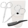 COOLHIYA 4pcs Beard and Nose Hair Trimming Scissors Set Stainless Steel Precision Mustache Shears with White Leather Case and Small Comb for Men'S Grooming view 1