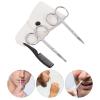 COOLHIYA 4pcs Beard and Nose Hair Trimming Scissors Set Stainless Steel Precision Mustache Shears with White Leather Case and Small Comb for Men'S Grooming view 4