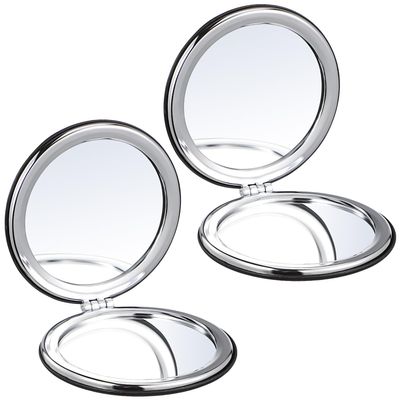 IWOWHERO Portable Mini Makeup Mirror 2pcs Small Compact Travel Mirror for Purse with Magnifying Function for On-The-Go Use