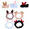 HONMEET 4Pcs Makeup Headbands for Women, Cartoon Plush Hair Headband Set for Face Washing and Spa, Soft Elastic Hair Bands for Skincare and Workout Use view 3