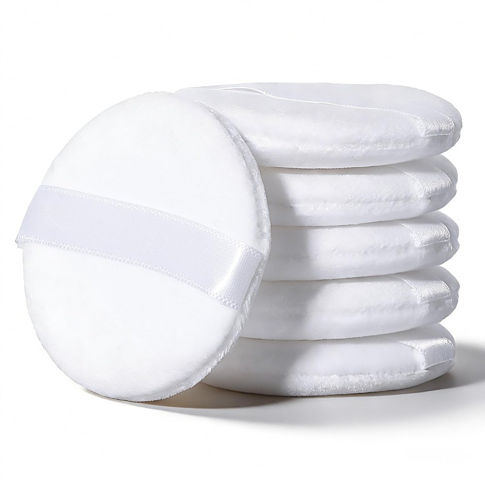 6 Pcs Setting Puffs, White Round Press Applicator for Women's Face Makeup Supplies