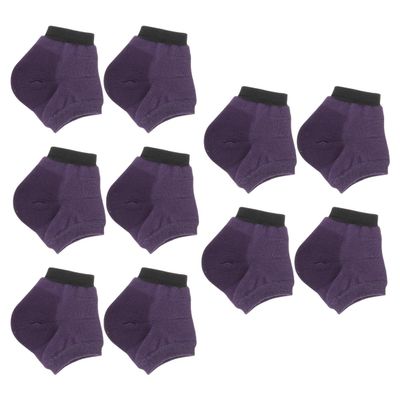 OSOLADY 5 Pairs Purple Cotton Moisturizing Socks with Silicone Heel Pads, Anti-Crack Ankle Socks for Dry Heel Treatment and Overnight Foot Care