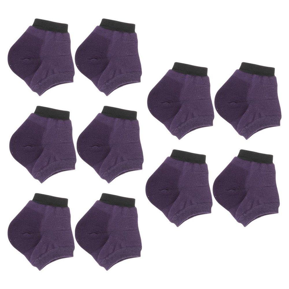 OSOLADY 5 Pairs Purple Cotton Moisturizing Socks with Silicone Heel Pads, Anti-Crack Ankle Socks for Dry Heel Treatment and Overnight Foot Care