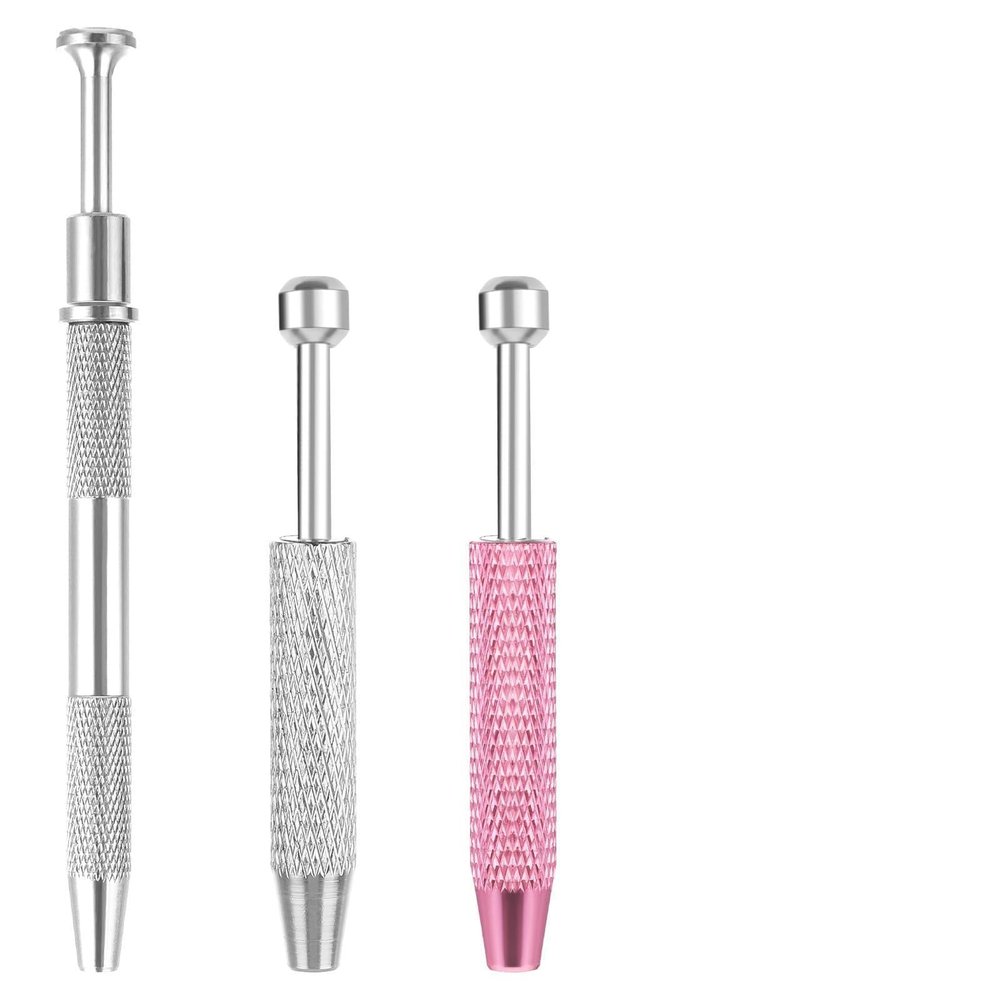 3 PCS Piercing Ball Grabber Tool Kit, Stainless Steel Flat Back Earrings Applicator 2 Size Jewelry Grabber Tool for Ear Nose Lip Body Changing Jewelry