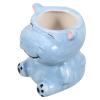 TIDTALEO Cute Hippo Shaped Ceramic Makeup Brush Holder and Pen Organizer, Animal Design Succulent Planter for Home Vanity Desk, Multifunctional Cosmetic Brush Cup for Bathroom and Office view 1