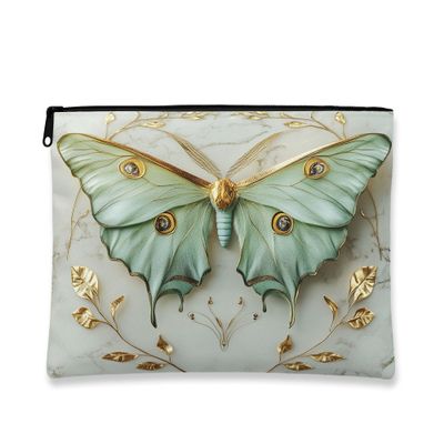 Vintage Butterfly Makeup Bag, Elegant Floral Cosmetic Travel Pouch for Women, Portable Canvas Zipper Organizer, Spring Skincare Toiletry Bag 7x9 Inch