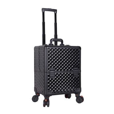 BJOHVPPS Rolling Makeup Train Case, Professional Large Makeup Train Case Rolling Cosmetic Trolley Makeup Case Organizer Makeup Travel Case with 4 Detachable Removable Wheels