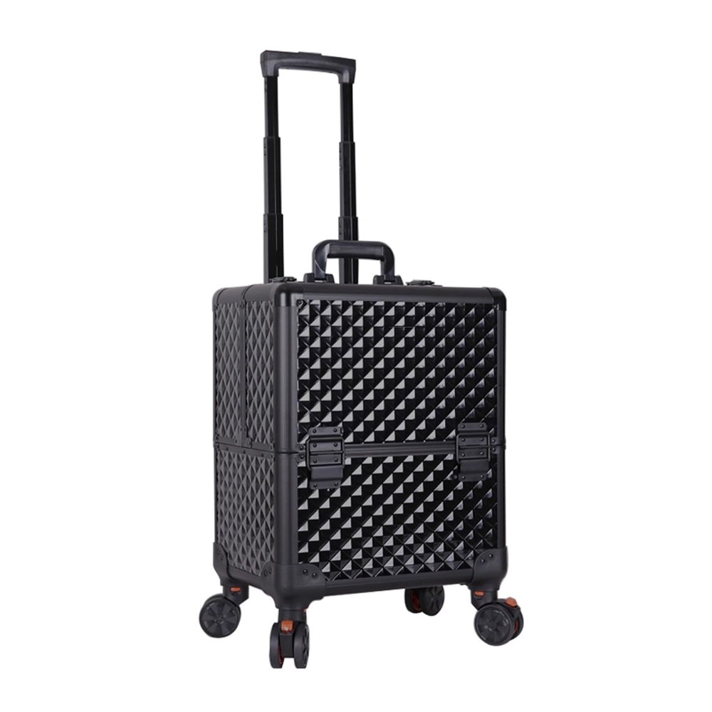 BJOHVPPS Rolling Makeup Train Case, Professional Large Makeup Train Case Rolling Cosmetic Trolley Makeup Case Organizer Makeup Travel Case with 4 Detachable Removable Wheels