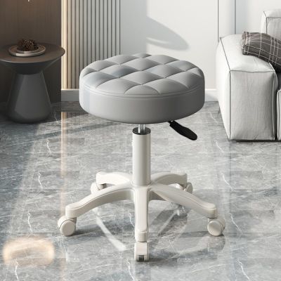 Maixhae Adjustable Vanity Stool, White Rolling Stool with Wheels and Gas Lift, 360-Degree Swivel Stools Chair, Adjustable Height Stools for Makeup, Office, Drafting Table Grey One Size