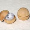 2 Pcs 5ml Empty Aluminum Tin with Bamboo Shell Cosmetic Sample Containers Cute Ball Shaped Metal Tin Jars Bamboo Tins Cosmetic Jars with Screw Lids for Make Up Lotion Sample Lip Balm Eye Shadow view 2