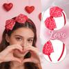 NEWSPIED Valentine's Day Bow Headband Rose Red Cute Hair Bands with 2Pcs Heart Bow Hair Clips Set Valentines Headband for Party Favor Valentines Hair Accessories view 3