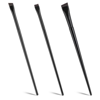 3 PCS Angled Eyebrow Brush Set, Precision Eye Brow Brushes for Makeup, Fine Point Slanted Ultra Thin Flat Design Eyeliner Brush for Beauty Cosmetic Tool Women Gifts (Black, 5.4-5.9 Inches)