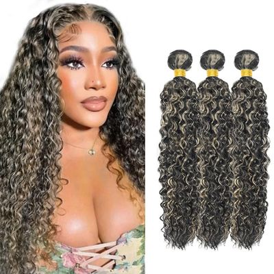 P1b/613 Deep Wave Bundles Human Hair Ombre Bundles 20 22 24 Inch Unprocessed Brazilian Virgin Hair Two Tone Black And Blonde 3 Bundles 150g