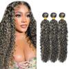 P1b/613 Deep Wave Bundles Human Hair Ombre Bundles 20 22 24 Inch Unprocessed Brazilian Virgin Hair Two Tone Black And Blonde 3 Bundles 150g view 1