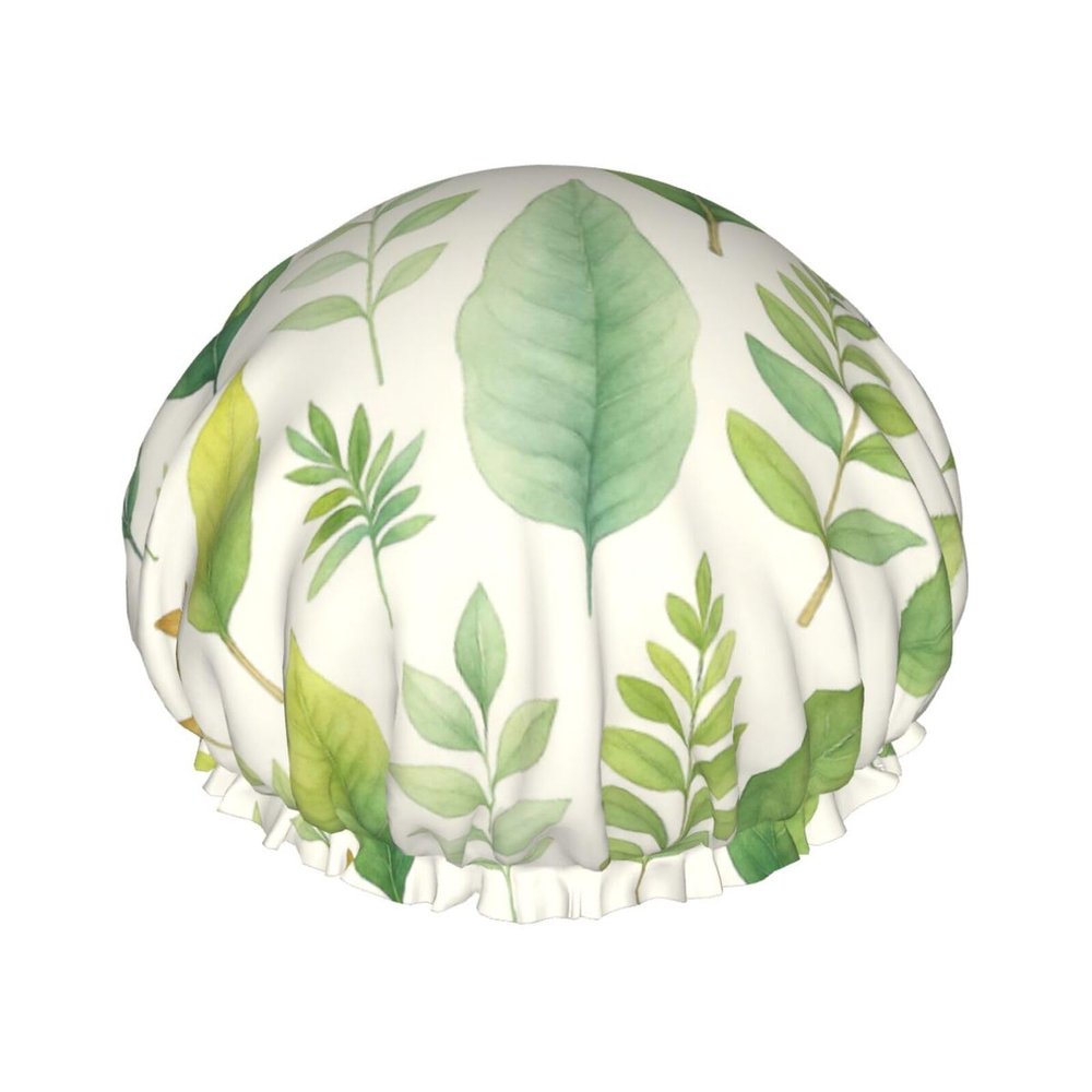 Botanical Leaves Shower Caps Reusable Waterproof Adjustable Stylish Hair Cap Elastic