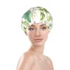Botanical Leaves Shower Caps Reusable Waterproof Adjustable Stylish Hair Cap Elastic view 3