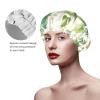 Botanical Leaves Shower Caps Reusable Waterproof Adjustable Stylish Hair Cap Elastic view 4