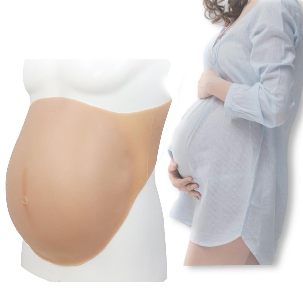 SooTTBE Silicone Fake Pregnant Belly Lightweight Cotton Filled Pregnant Lifelike Fale Belly Props for Pretending Pregnancy,Color 3,S