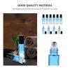 DECORNIJIA 10Pcs 10Ml Glass Essential Oil Roller Bottles with Blue Gradient Refillable Perfume Roller Bottles for Travel and Aromatherapy Black Cap Sub for Oil Storage view 3
