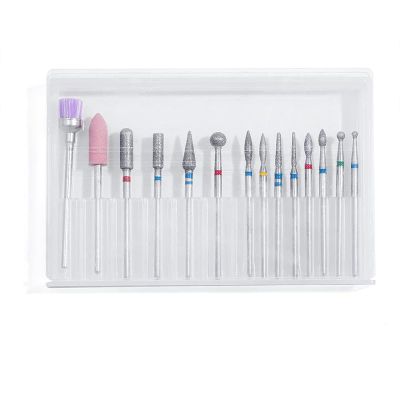 Yinhing Nail Drill Bits Set Professional 14PCS Sanding Polishing Removing for Acrylic Gel Nails Manicure Pedicure Tool with Storage Case Multi Color