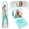 Burbell 3 Way Foldable Full Body Mirror Portable Travel Fitness, Mint Green view 1