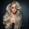 abgese Ombre Ash Blonde Lace Front Wigs Human Hair Upgrade 200 Density Body Wave Lace Frontal Human Hair Wig 13x4 Glueless Mile Tea Blonde Colored Wig Pre Plucked for Women 22 Inch view 2