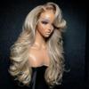 abgese Ombre Ash Blonde Lace Front Wigs Human Hair Upgrade 200 Density Body Wave Lace Frontal Human Hair Wig 13x4 Glueless Mile Tea Blonde Colored Wig Pre Plucked for Women 22 Inch view 3