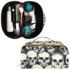 OSYWENRY Monochrome Line Skull Large Capacity Makeup Bag for Women Girls, Travel Cosmetic Organizer with Divider & Handle, Portable Toiletry Bag view 2