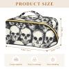 OSYWENRY Monochrome Line Skull Large Capacity Makeup Bag for Women Girls, Travel Cosmetic Organizer with Divider & Handle, Portable Toiletry Bag view 3