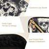 OSYWENRY Monochrome Line Skull Large Capacity Makeup Bag for Women Girls, Travel Cosmetic Organizer with Divider & Handle, Portable Toiletry Bag view 4