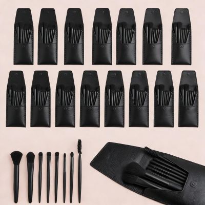 16 Sets Travel Makeup Brush Set Synthetic Fiber Face Foundation Make up Brushes Bridesmaid Gift with Travel Makeup Bag for Wedding Bridal Shower Favors Bachelorette Party Gift (Black)
