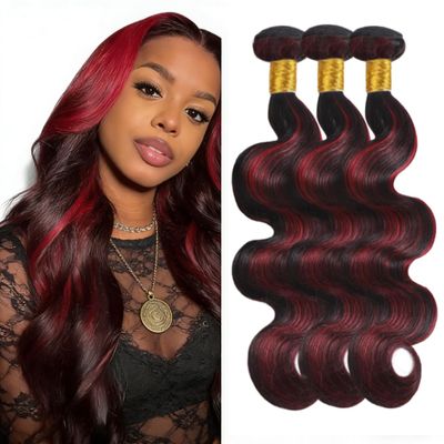 P1B/99J Burgundy Body Wave Bundles Human Hair 3 Bundles,10 12 14 inch 300g