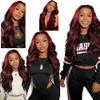 P1B/99J Burgundy Body Wave Bundles Human Hair 3 Bundles,10 12 14 inch 300g view 2